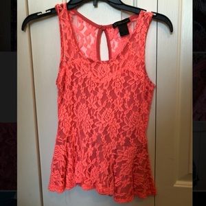 Neon Pink lace flare top